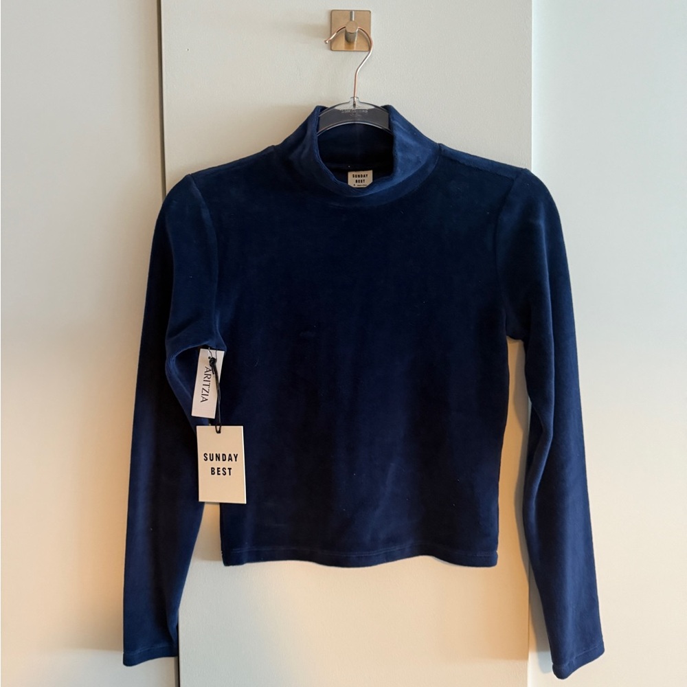 Sunday Best Deep Blue Velvet Turtleneck